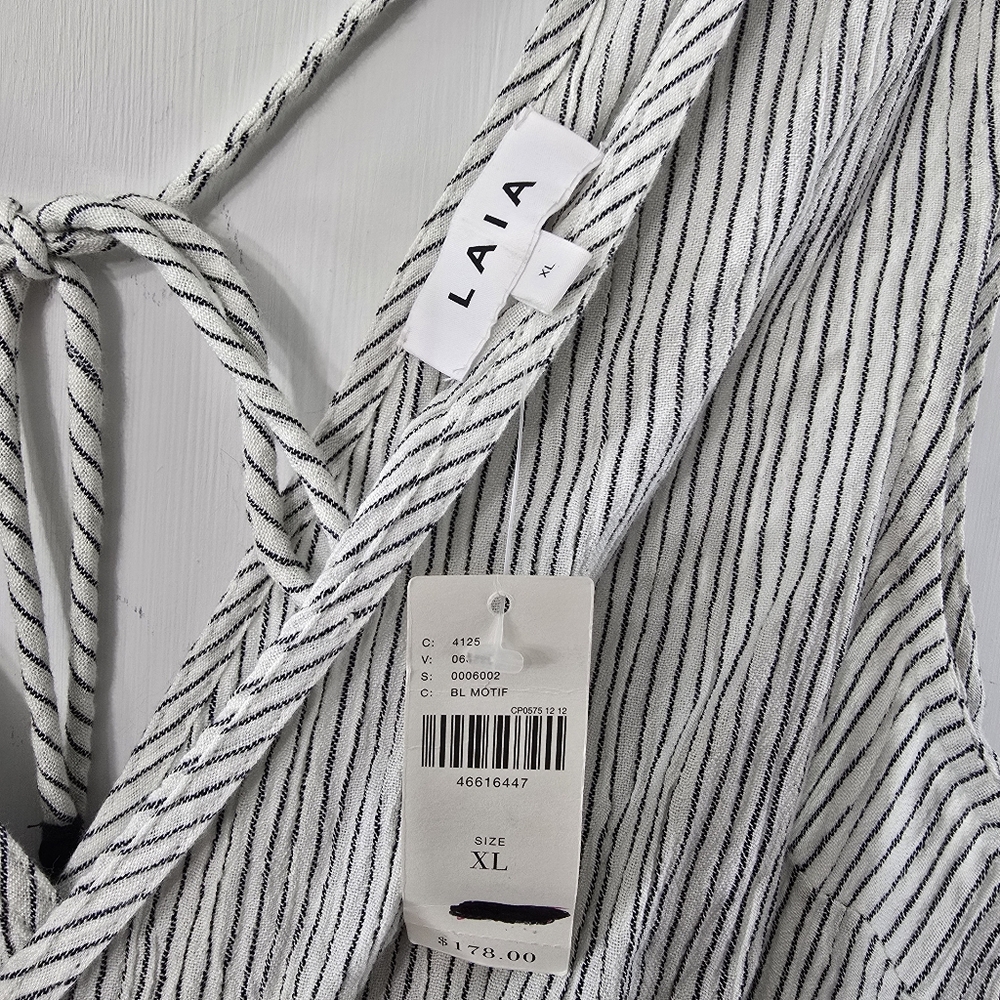 Anthropologie Laia Striped Romper Embroidered Playsuit Shorts Jumpsuit NWT Sz XL - Picture 10 of 15